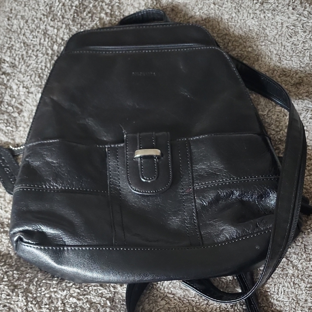 Black Faux Leather Backpack Bag